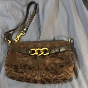 New Brown Coach Signature Wrist Bag